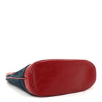 Suede Calfskin Web Medium Rajah Bucket Bag New Blue Romantic Cherry