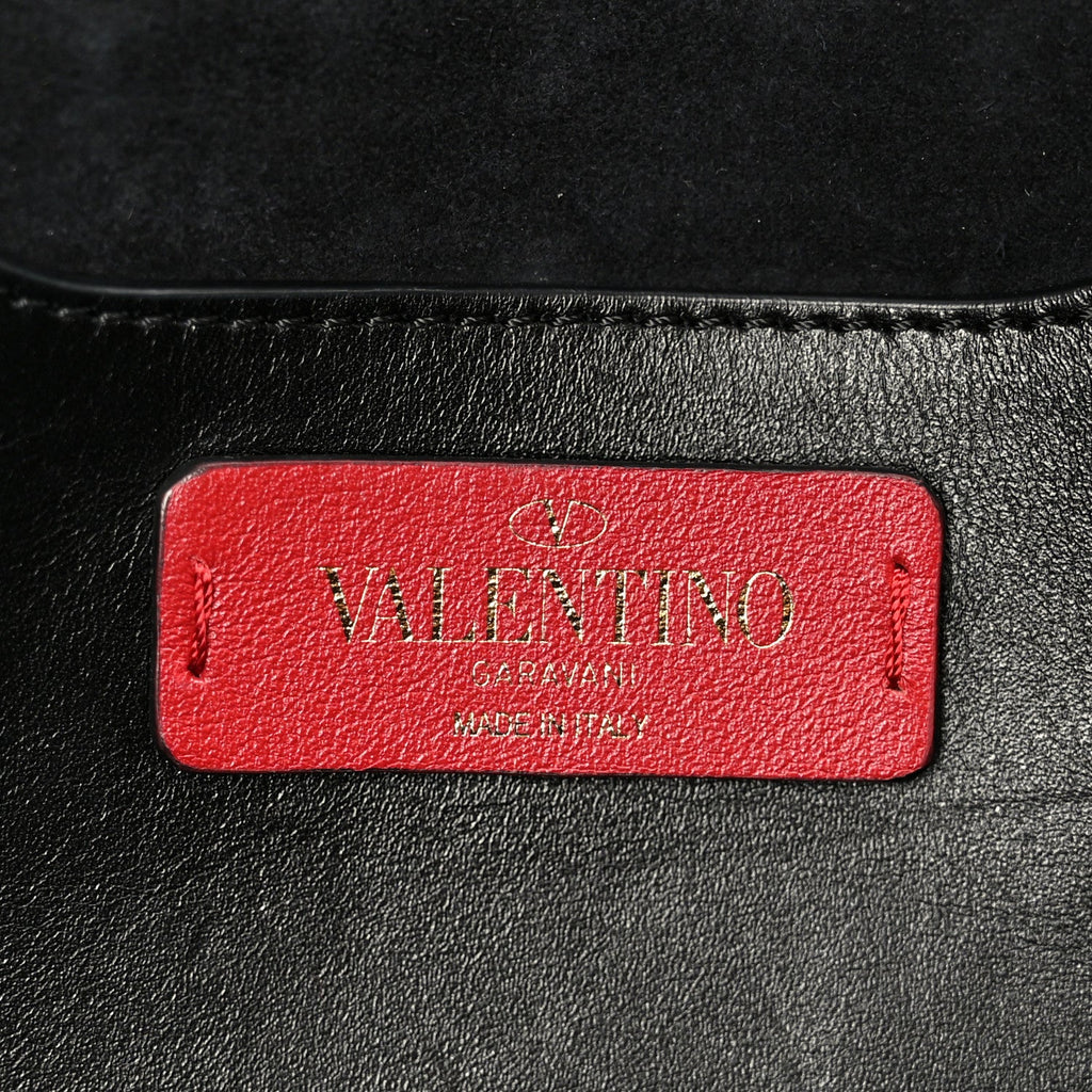 Vitello Rockstud All Over Demilune Shoulder Bag Black