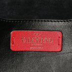 Vitello Rockstud All Over Demilune Shoulder Bag Black