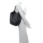 Pebbled Sport Calfskin Medium Lotus Tote Black