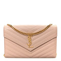 Grain De Poudre Matelasse Chevron Monogram Chain Wallet Pale Pink