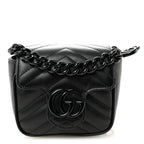 Calfskin Matelasse Monochrome GG Marmont Chain Mini Belt Bag Black