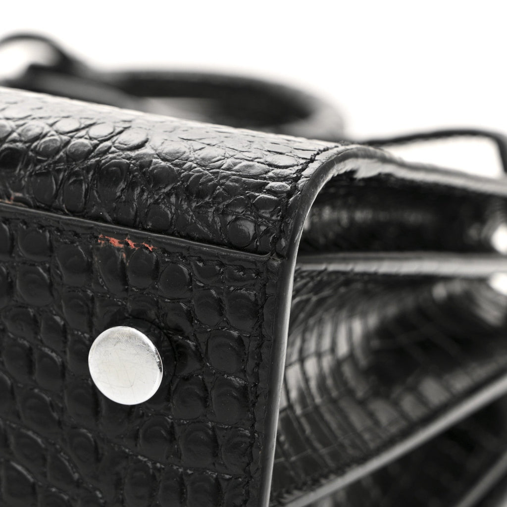 Calfskin Crocodile Embossed Baby Sac De Jour Black
