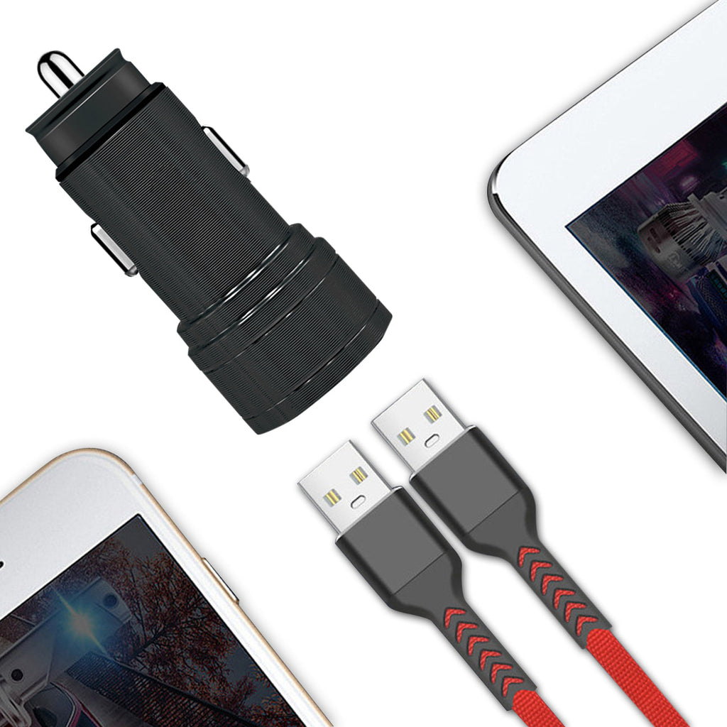 Dual Port Usb Car Charger/ Adapter In Black (12Pcs)