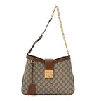 GG Supreme Monogram Medium Padlock Shoulder Bag Beige Ebony Brown Sugar