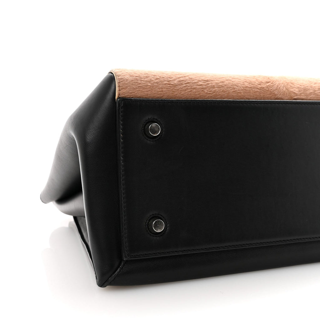 Pony Hair Calfskin Medium Edge Shoulder Bag Praline