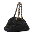 Tessuto Nylon Chevron Catena Bag Black