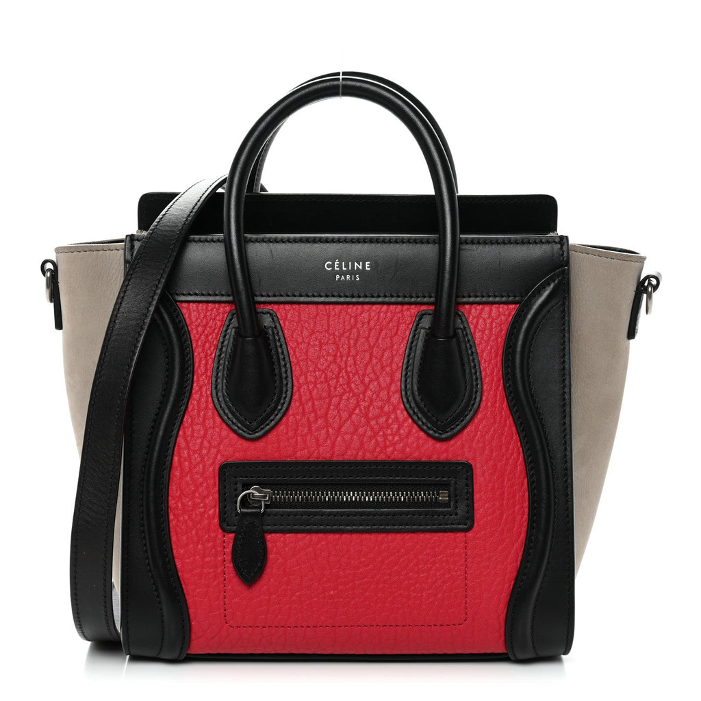Bullhide Calfskin Nubuck Nano Tri-Color Luggage Bright Red