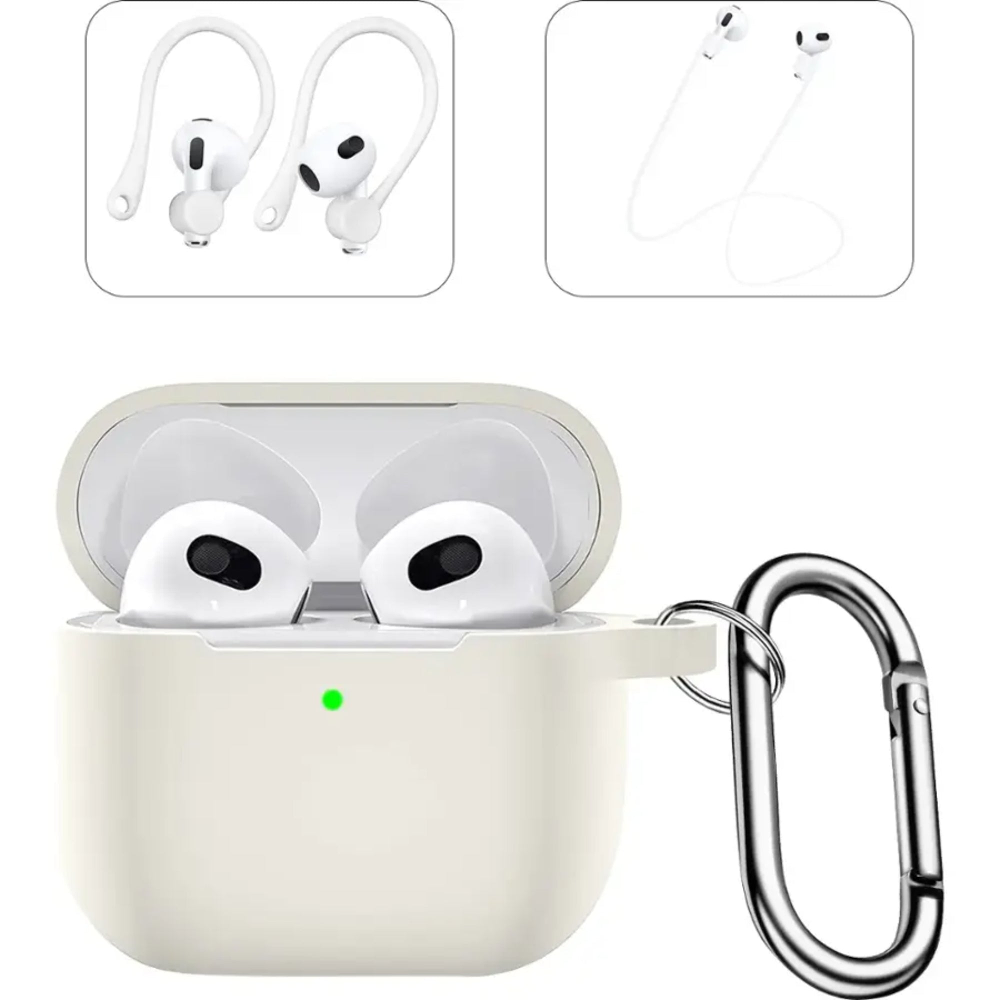 SAHARA - Venture Series Silicone Combo Kit Case for Apple AirPods (3rd Generation) - Glow White