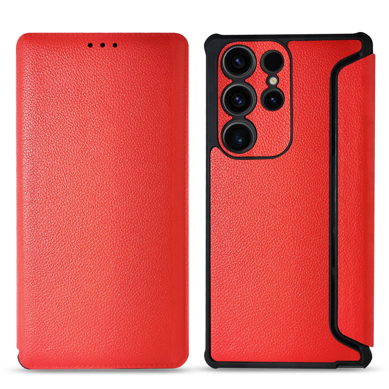 Magnetic Wallet Leather Phone Case For Samsung Galaxy S23 Ultra In Red