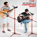 Mic Stand Floor Height Adjustable Tripod Microphone Stands w Extending Telescoping Boom Arm - MS DBL G