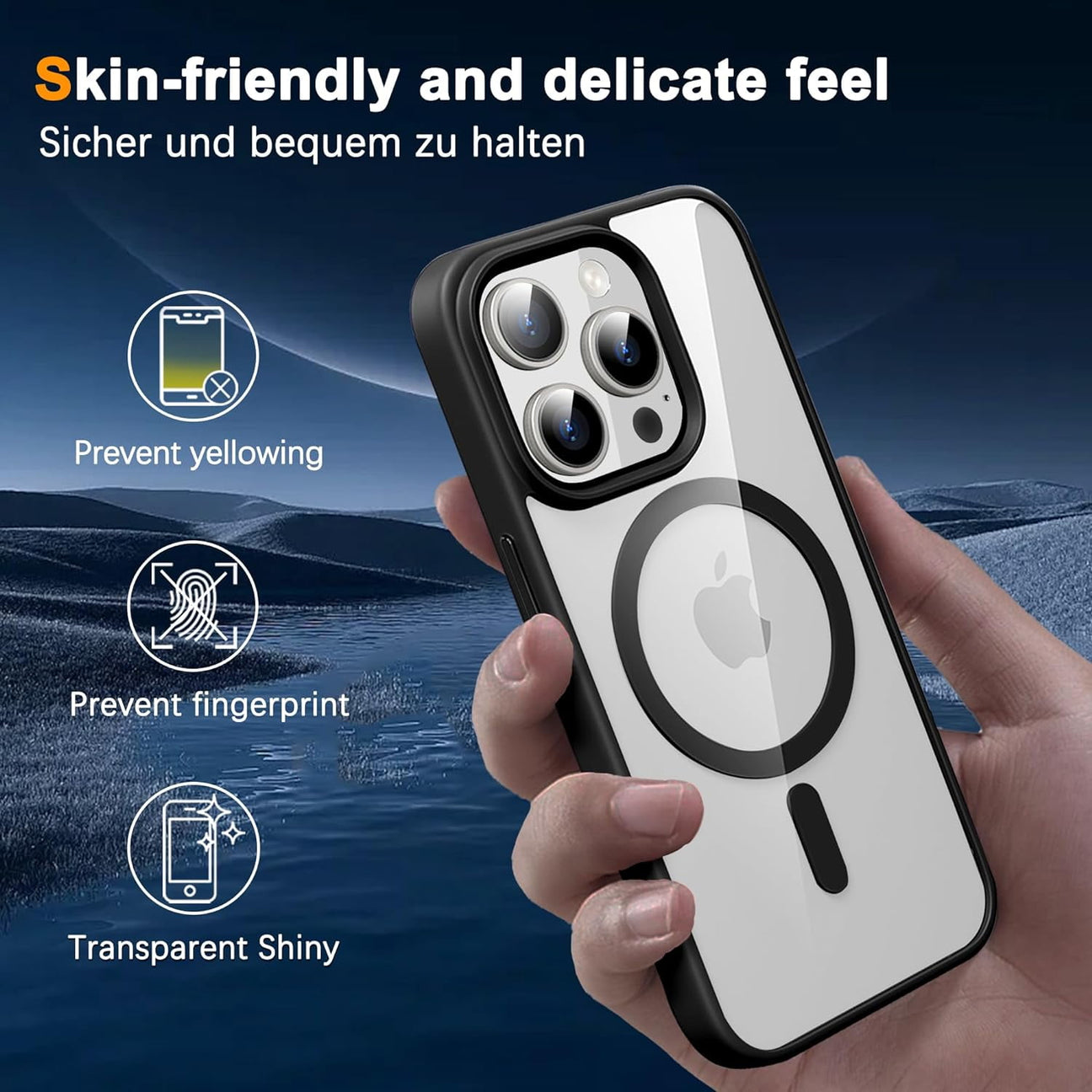 Entronix [Magnetic] Case Compatible with iPhone 17 - [Clear Back] Soft Matte Frame