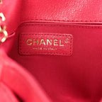 Goatskin Quilted Coco Curve Flap Messenger Flap Red