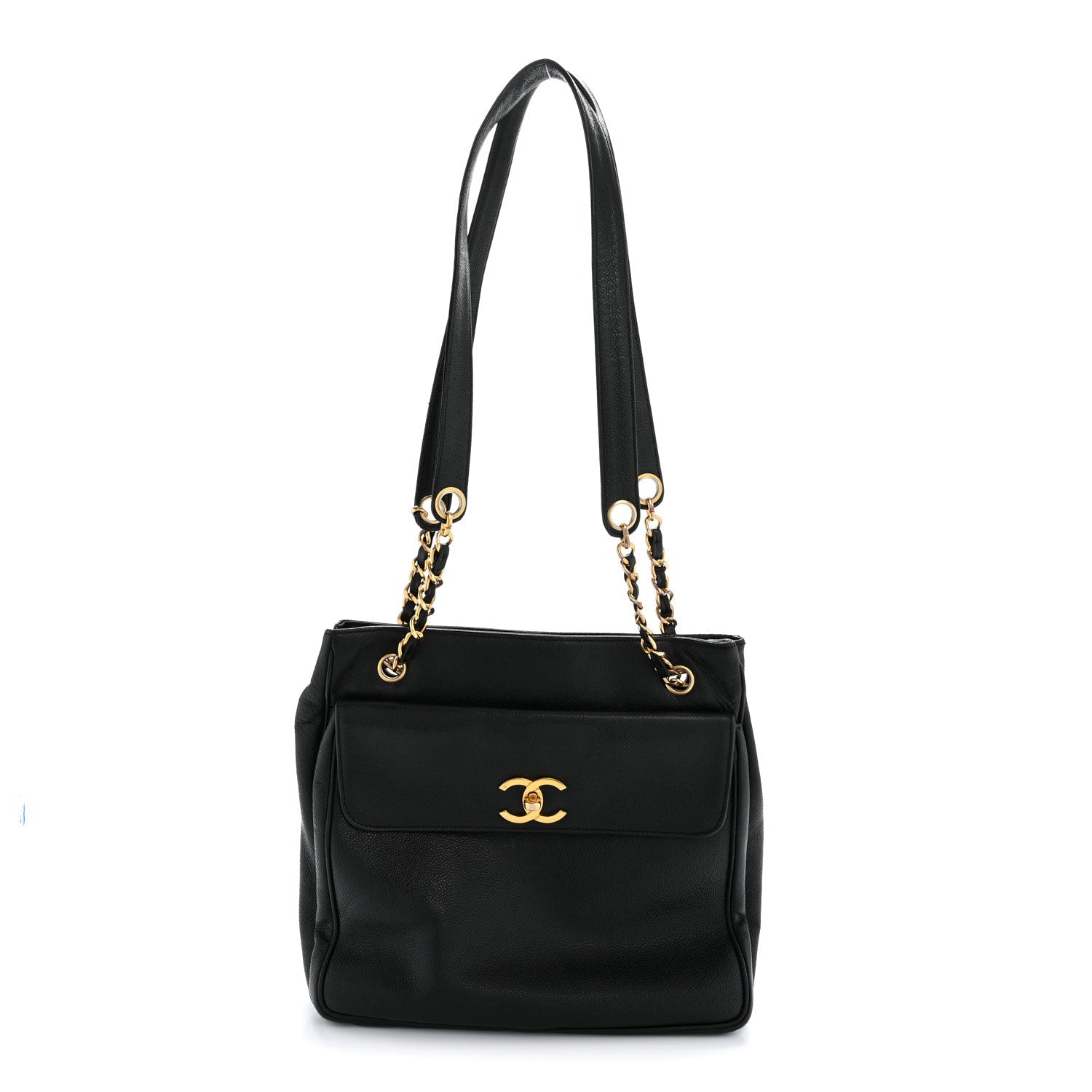 Caviar CC Flap Shoulder Bag Black