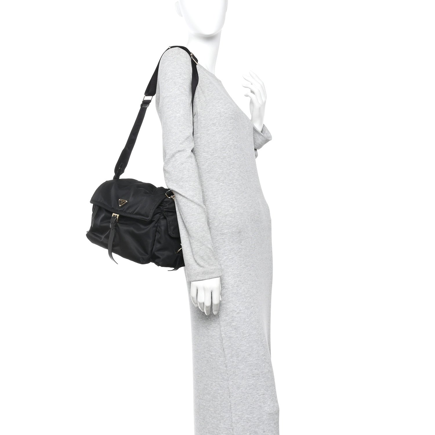 Re-Nylon Large Explore Messenger Bag Black