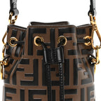 Vitello Liberty F is Fendi Bi-Color FF 1974 Embossed Mini Mon Tresor Bucket Bag Maya Black