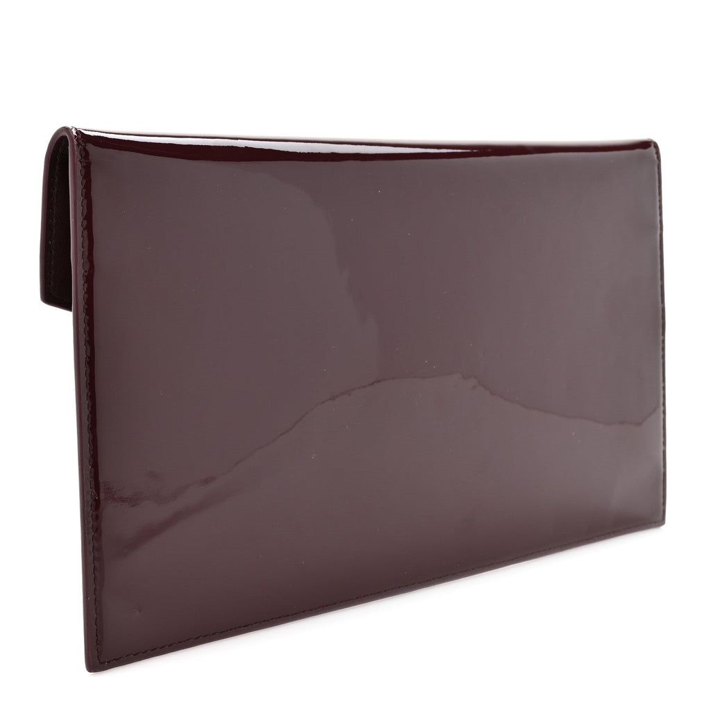 Patent Calfskin Monogram Uptown Clutch Dark Red Wine