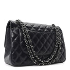 Lambskin Quilted Jumbo Double Flap Navy