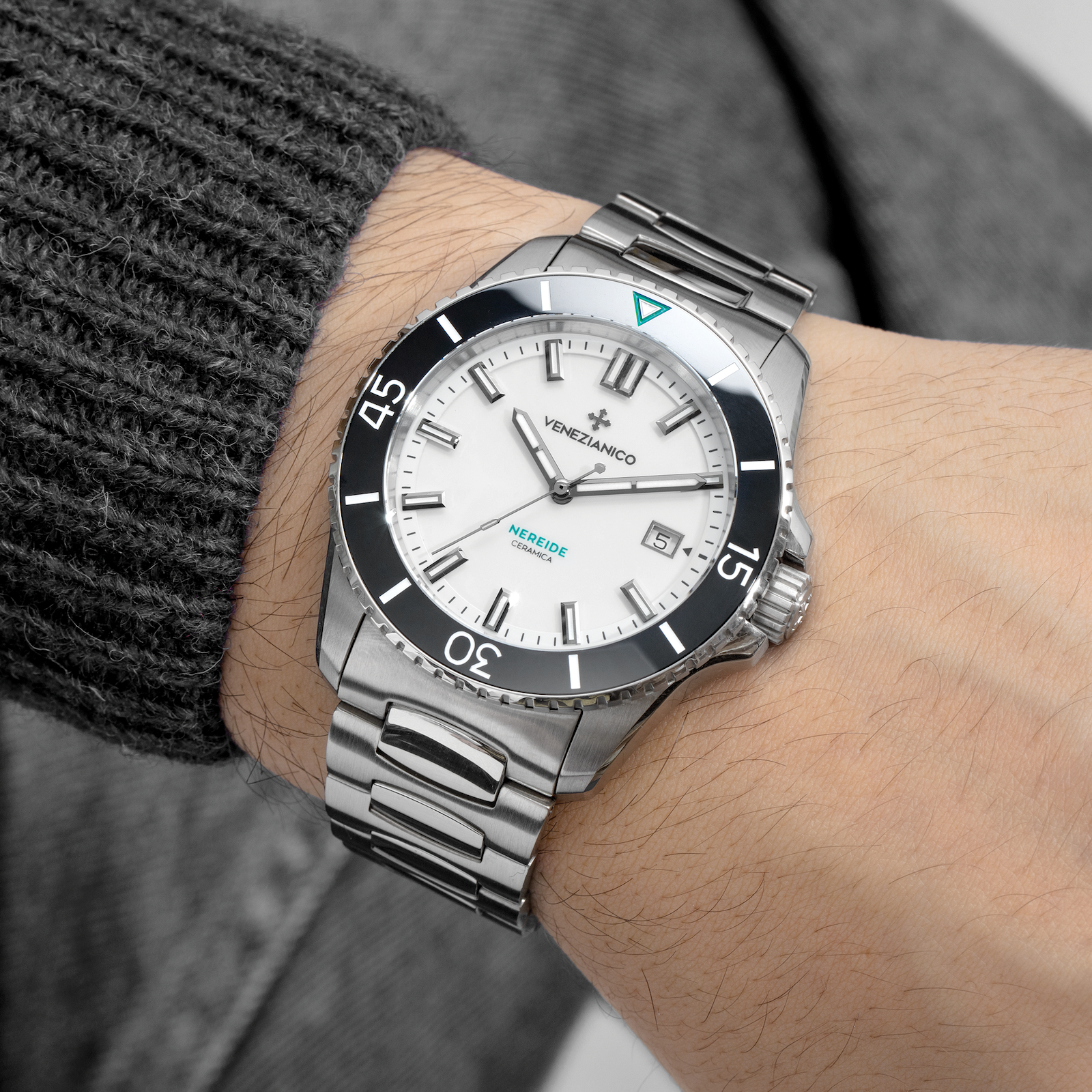 Venezianico Nereide Ceramica 42 Men’s Automatic White Diver Watch