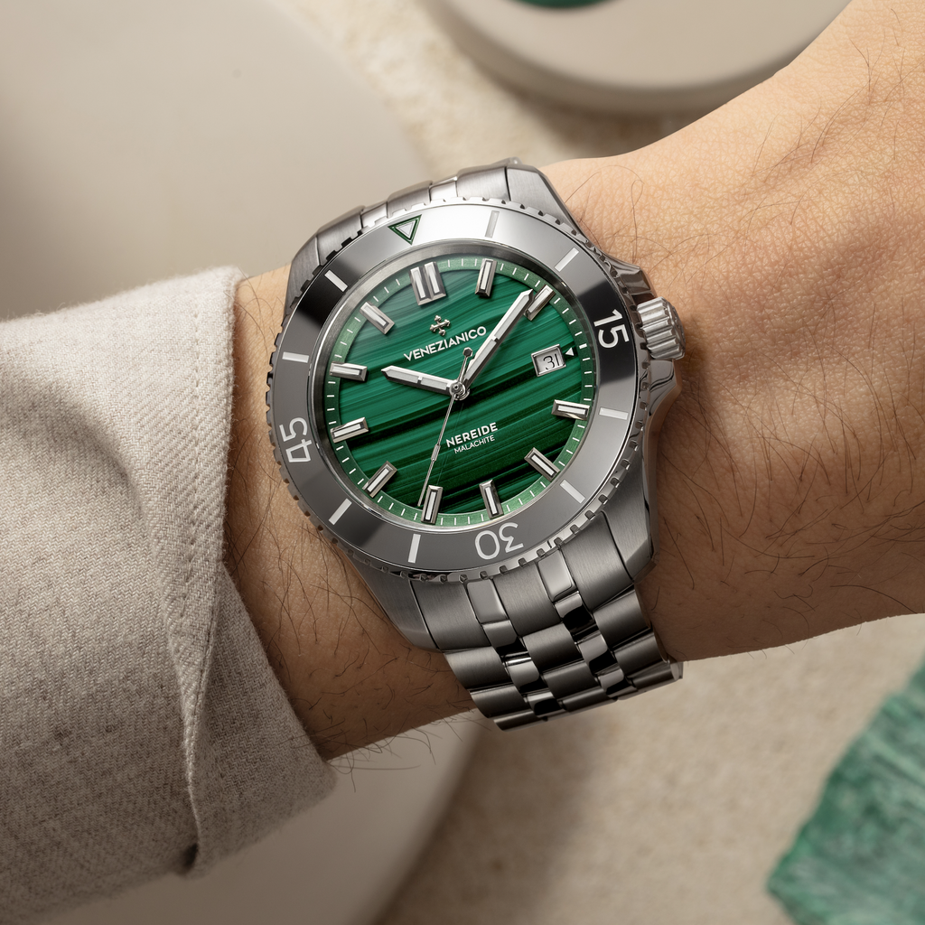 Venezianico Nereide Malachite Men’s Automatic Green Diver Watch