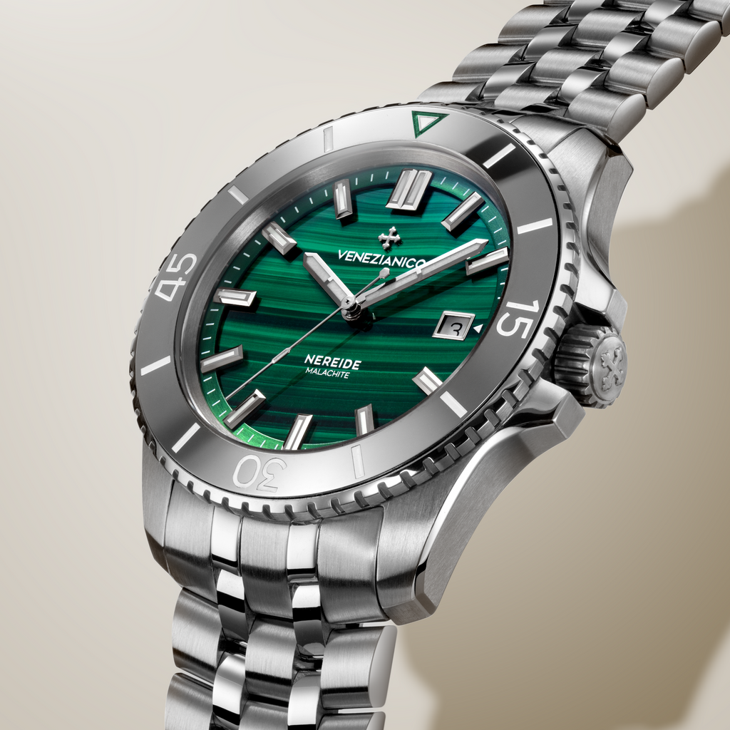 Venezianico Nereide Malachite Men’s Automatic Green Diver Watch