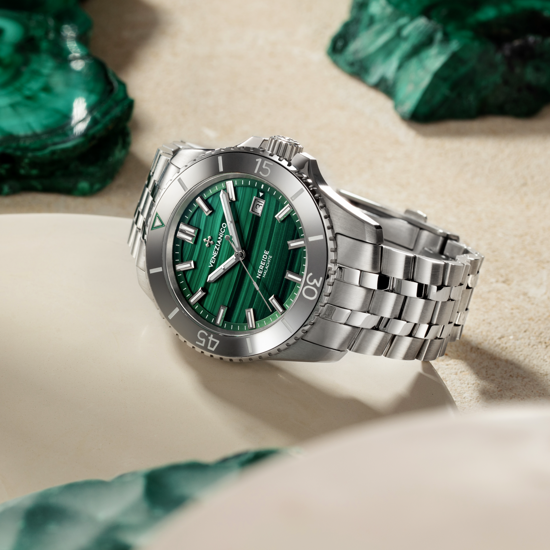Venezianico Nereide Malachite Men’s Automatic Green Diver Watch