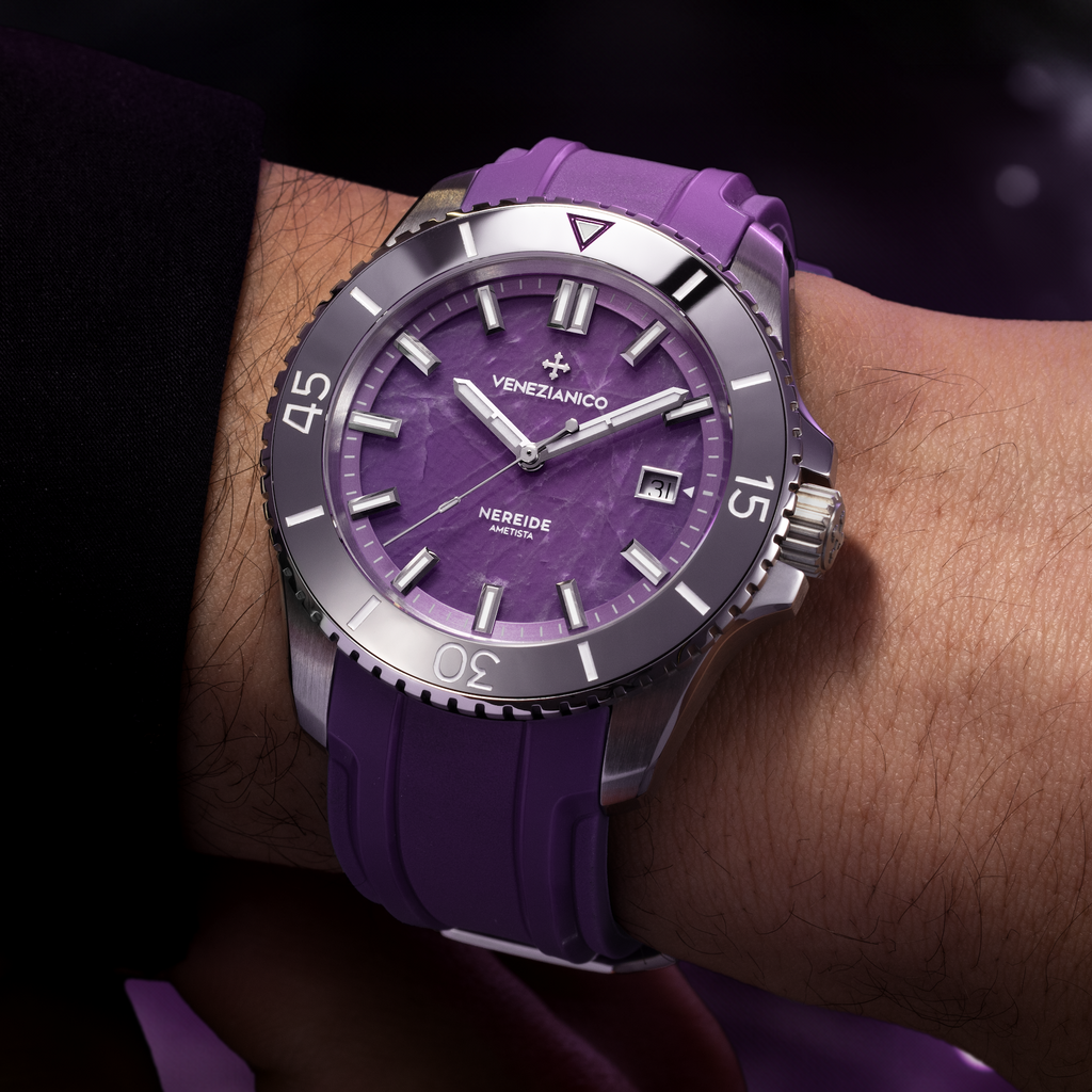 Venezianico Nereide Ametista Men’s Diver Automatic Amethyst Dial Watch