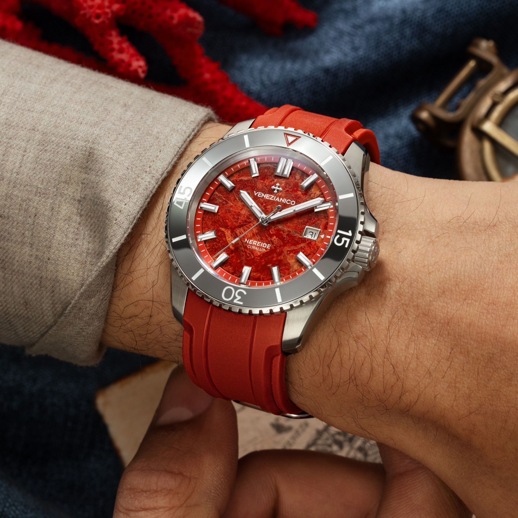 Venezianico Nereide Corallo Men’s Red Coral Automatic Watch