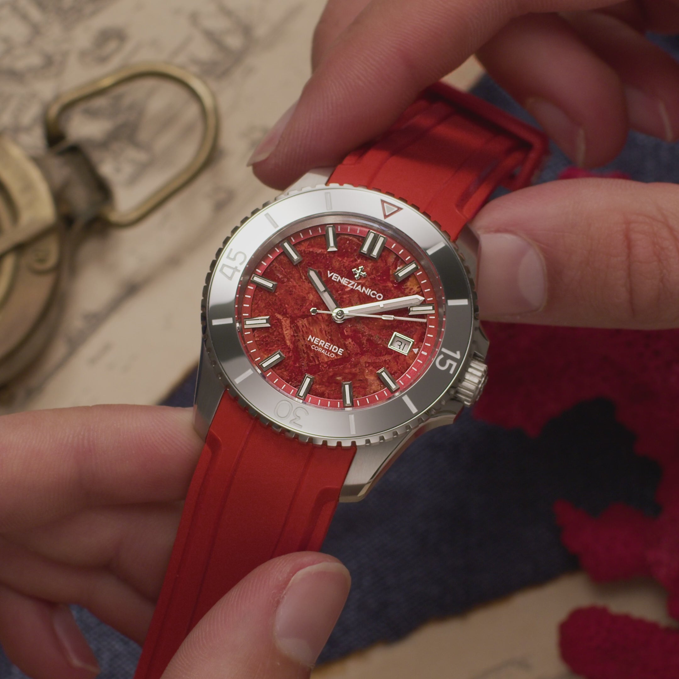 Venezianico Nereide Corallo Men’s Red Coral Automatic Watch