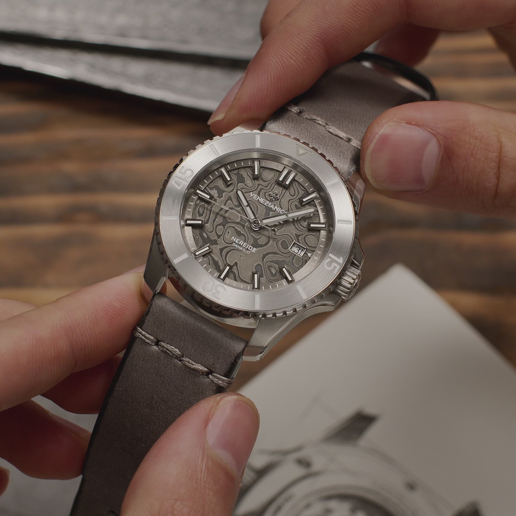 Venezianico Nereide Damasco Men’s Damascus Grey Automatic Watch