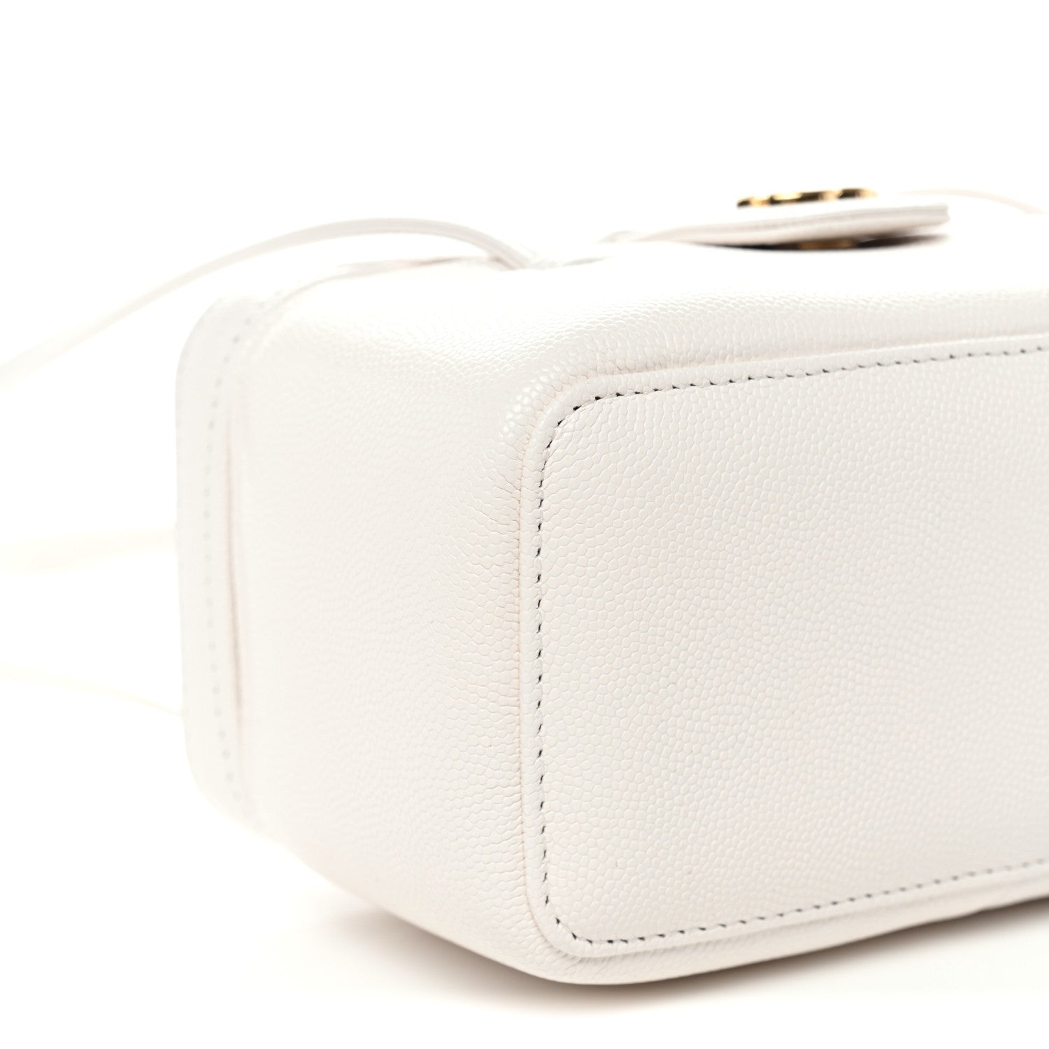 Shiny Caviar Preppy Coco Long Vanity With Strap White