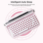 ACTTO B303 Wireless Keyboard, Retro Bluetooth Aesthetic Typewriter Style Keyboard with Integrated Stand for Multi-Device