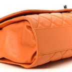 Lambskin Quilted Jumbo Grocery By Chanel Drawstring Shopping Bag Orange