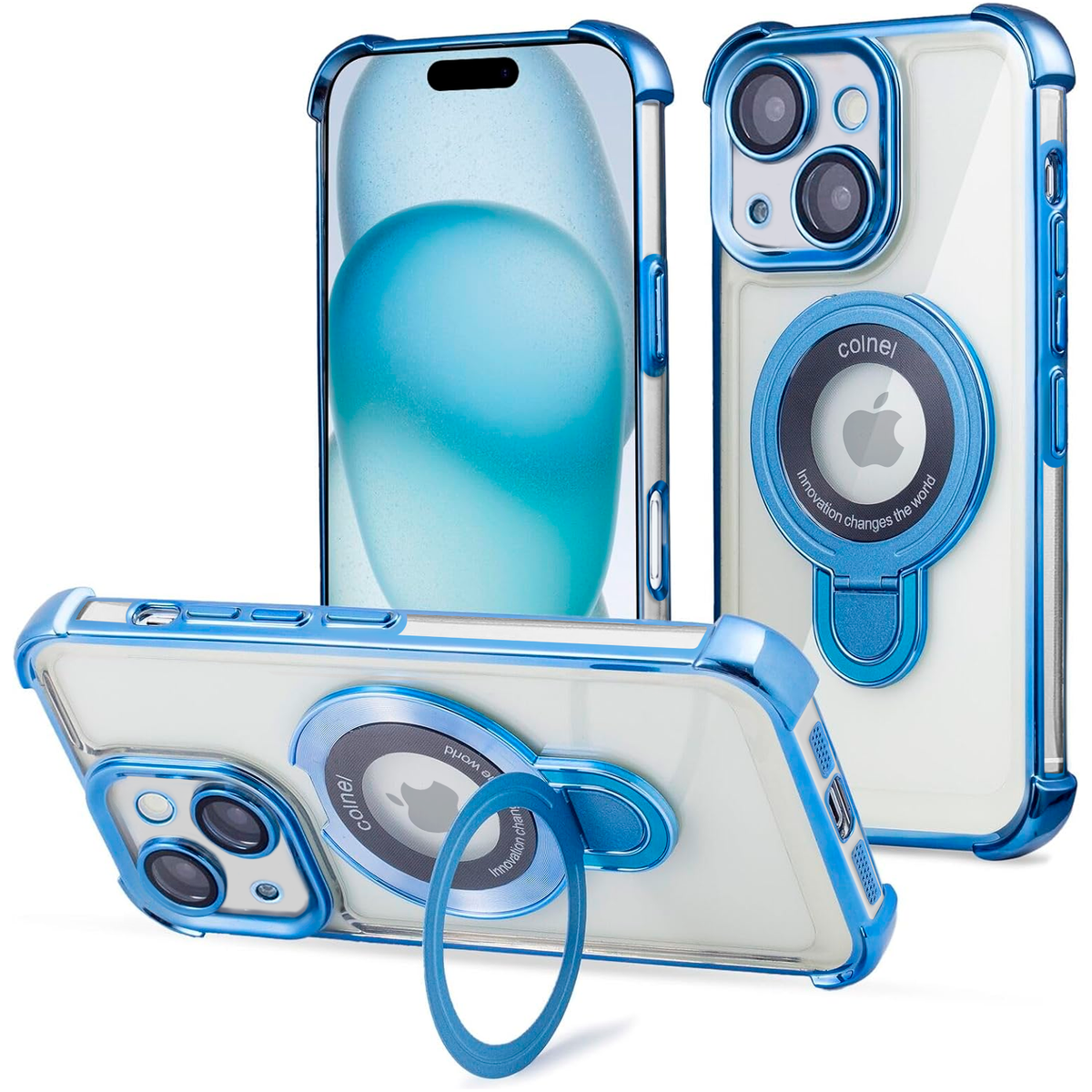 Entronix [Magnetic] Case Compatible with iPhone 15 Plus - [Clear Back] Glossy Gripstand