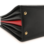Saffiano City Calfskin Medium Bibliothèque Top Handle Black Fuoco