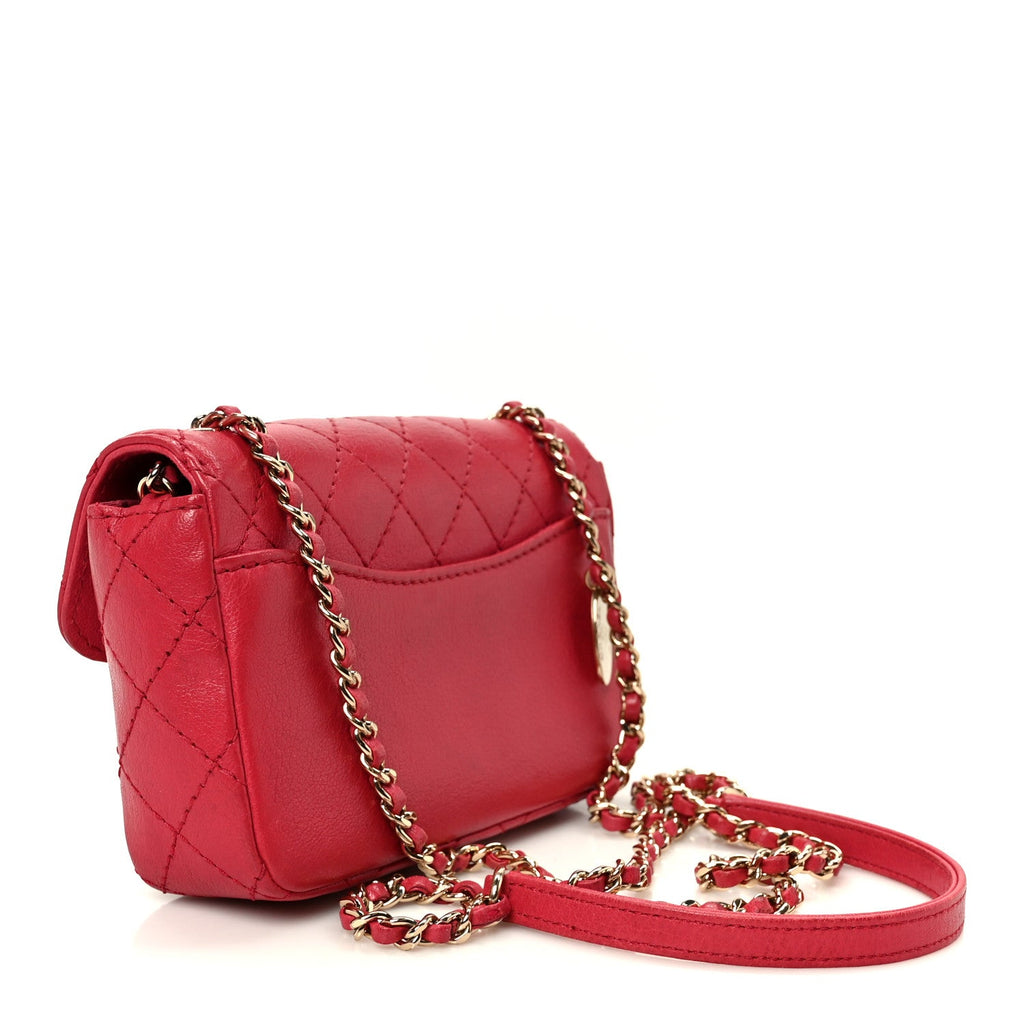 Goatskin Quilted Coco Curve Flap Messenger Flap Red