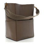 Soft Grained Calfskin Sangle Bucket Bag Taupe