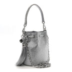 Satin Crystal Embellished Medium Piper Bucket  Silver Rhine