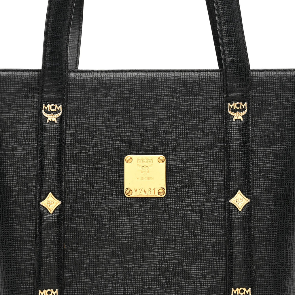 Saffiano Studded Mini Tote Bag Black
