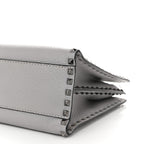 Grained Calfskin Medium Rockstud Double Handle Horizontal Tote Pastel Grey