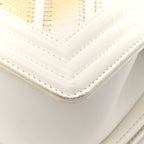 Lizard Chevron Small Boy Flap White Gold