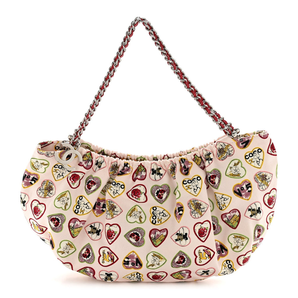 Canvas Coco Hearts Shoulder Bag Pink