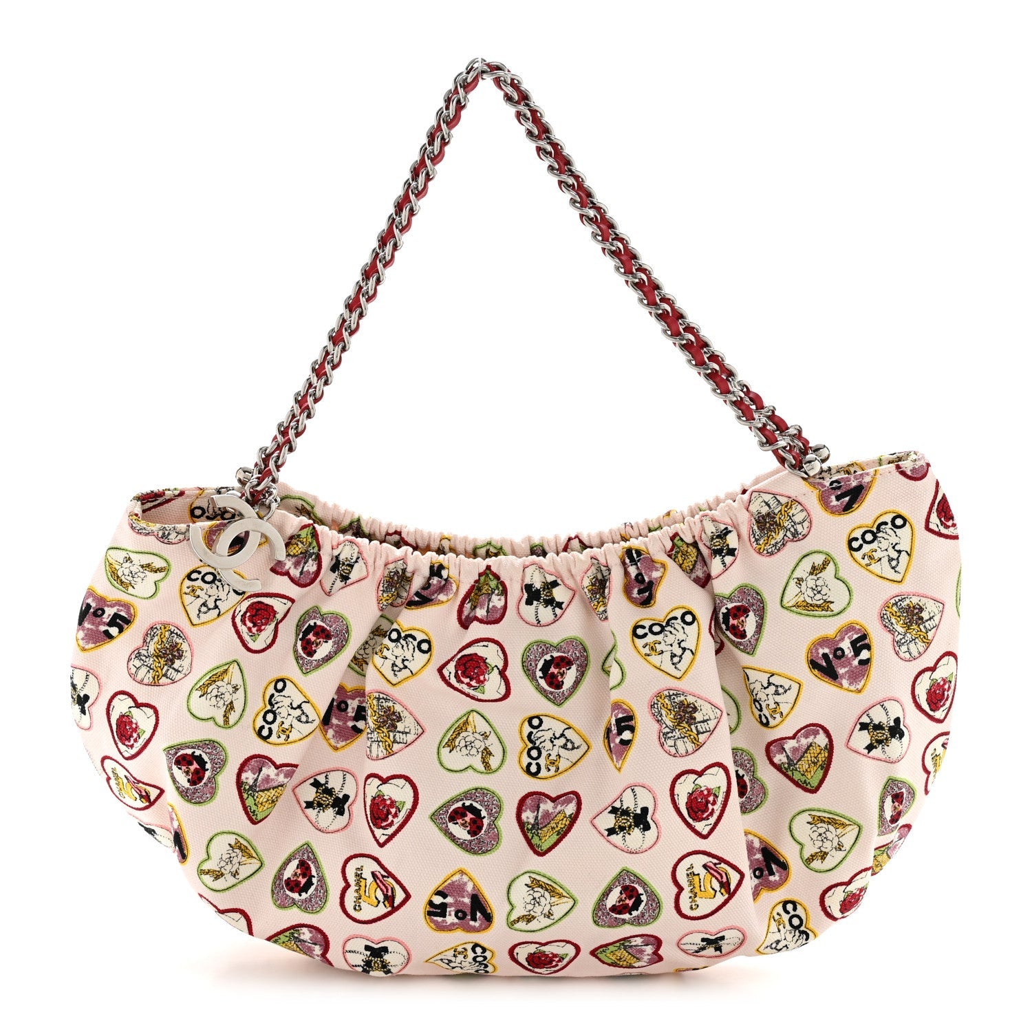 Canvas Coco Hearts Shoulder Bag Pink