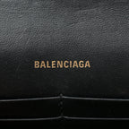 Shiny Calfskin Crocodile Embossed Hourglass Chain Bag Black