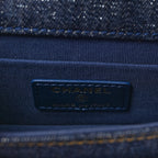 Denim Quilted Double You Card Holder On Chain Blue