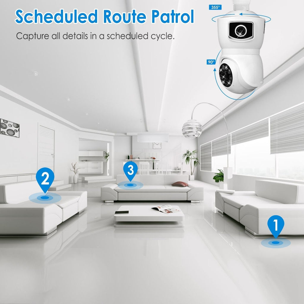 WiFi Bulb Security Camera with Two-Way Audio, AI Motion Detection APP Alert, 360° PTZ Wireless Camera for Home Security
