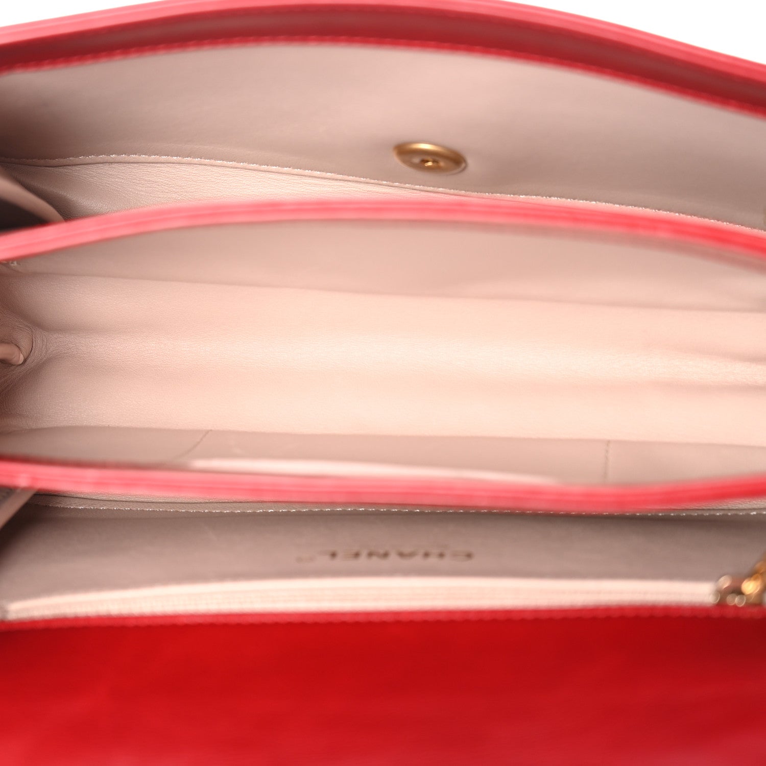 Iridescent Calfskin Quilted Small Straight Lined Flap Red