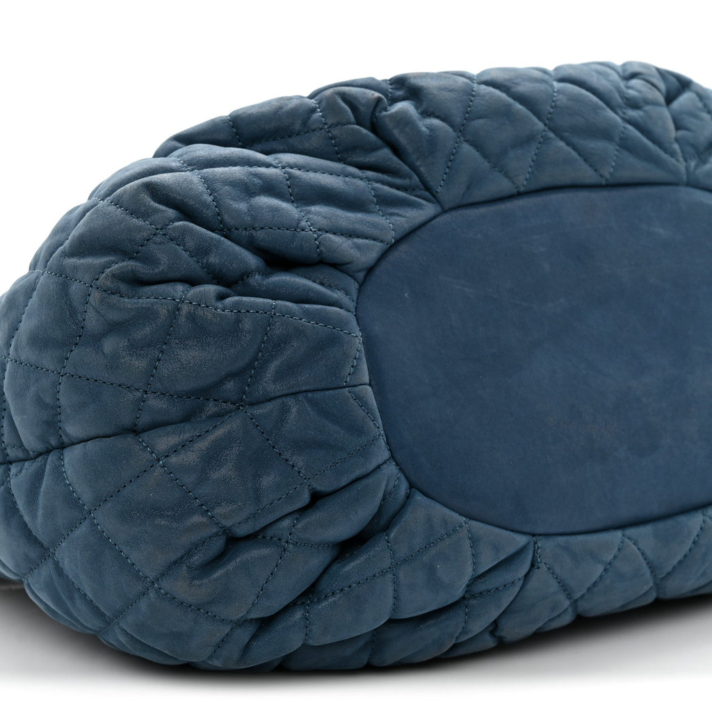 Iridescent Calfskin Quilted Large In The Mix Tote Navy