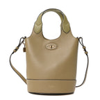 Small Classic Grain Silky Calfskin Lily Tote Linen Green