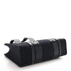 Felt Shiny Calfskin Medium Woody Ribbon Tote Obscure Navy
